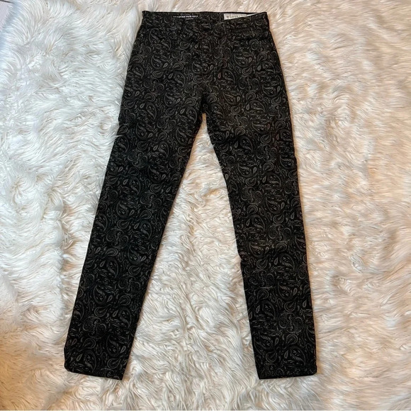 NWOT AG High Rise Stevie Slim Straight Ankle Velvet Pant Paisley Print Casual 28 - Picture 2 of 11